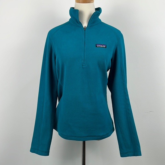 Patagonia Sweaters - PATAGONIA Blue Micro 1/4 Zip Fleece Long Sleeve Popover Sweater Size Medium